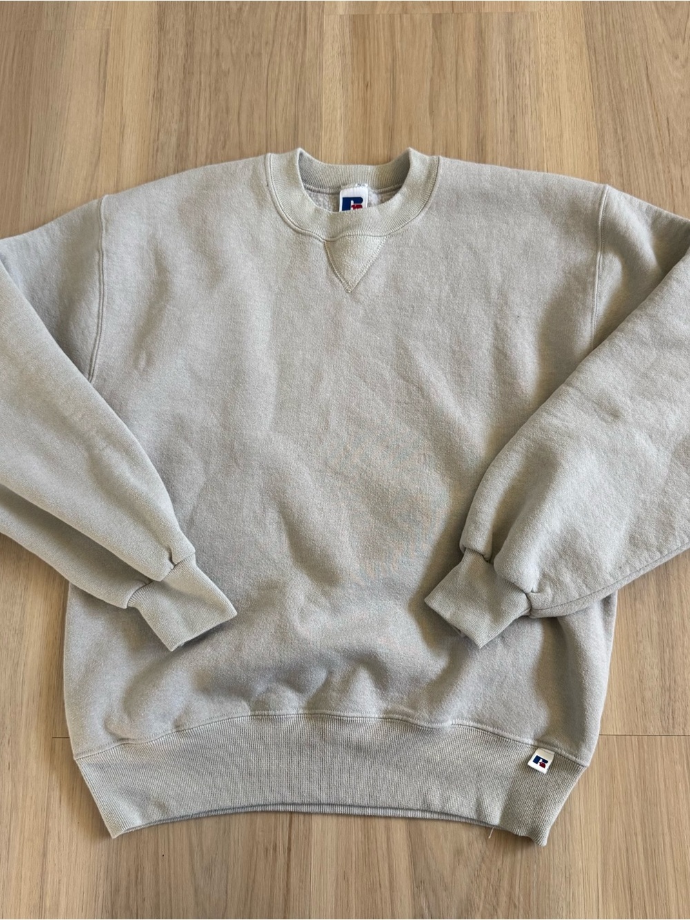 Vintage 90s Russell Athletics Cream Tan Cotton Crewneck Sweatshirt Men’s Size M